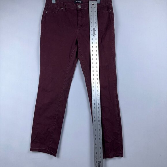 Buffalo David Bitton Hope Skinny Jeans Womens Size 12/32 Mid Rise Stretch Maroon - Picture 14 of 15